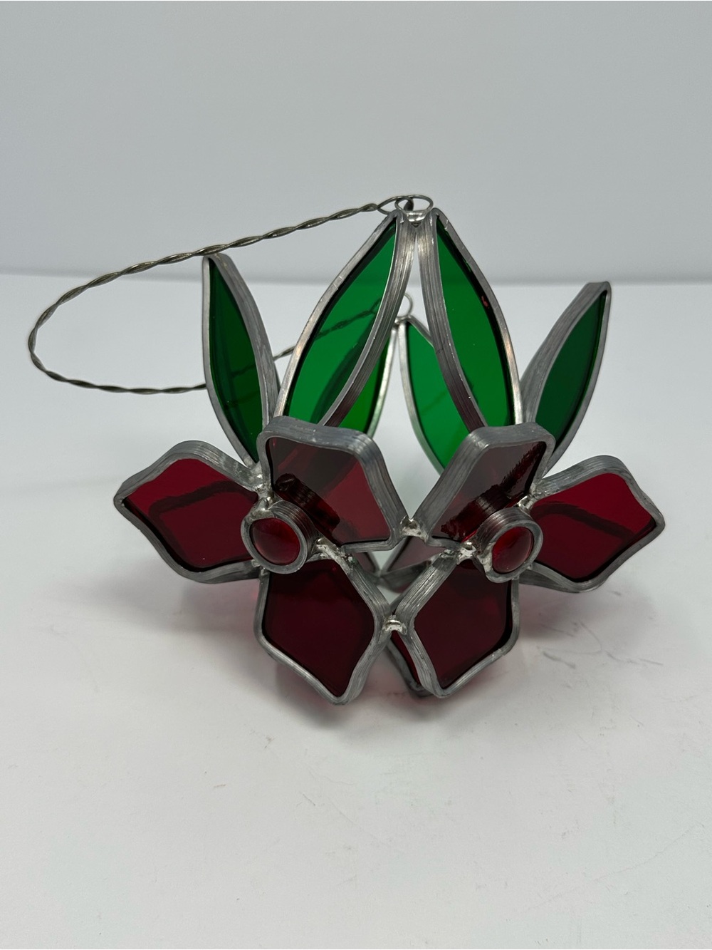 Stained Glass Red & Green 3D Floral Window Hanging Suncatcher Garden Greenhouse